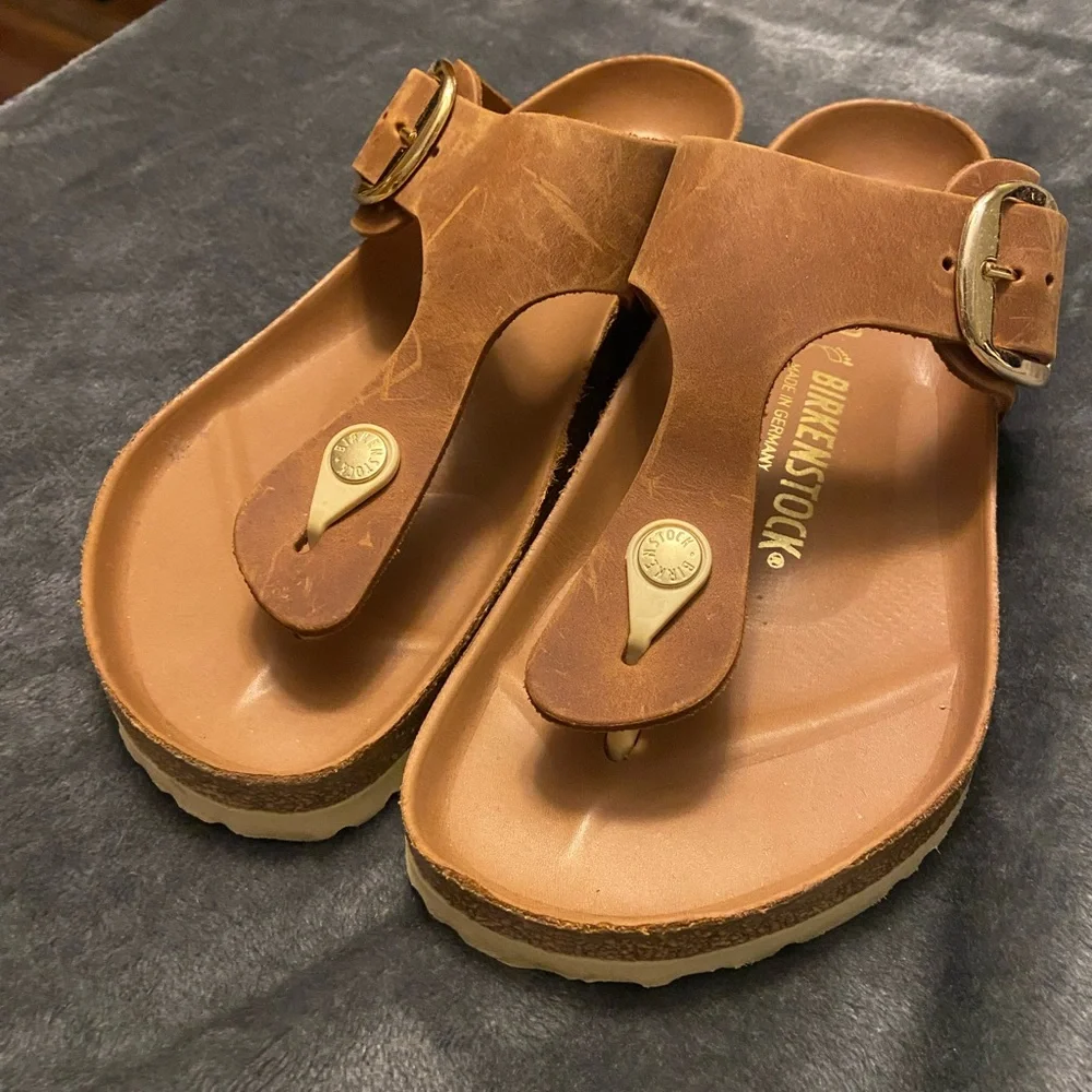 Birkenstock Tan Leather Sandals - Picture 2 of 5